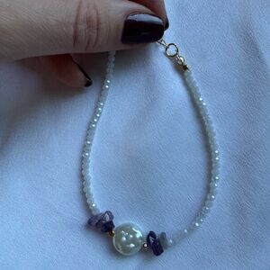 Elegant Pearl and Amethyst Beaded Bracelet